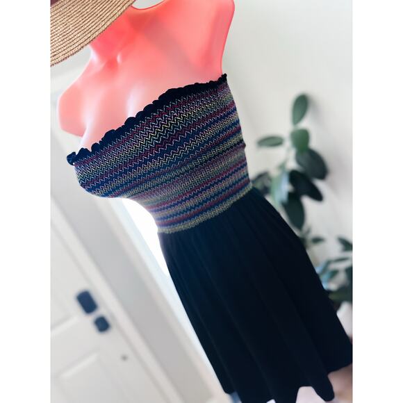 Effortless beauty strapless smocked shorts flirty romper Playsuit - Picture 1 of 4
